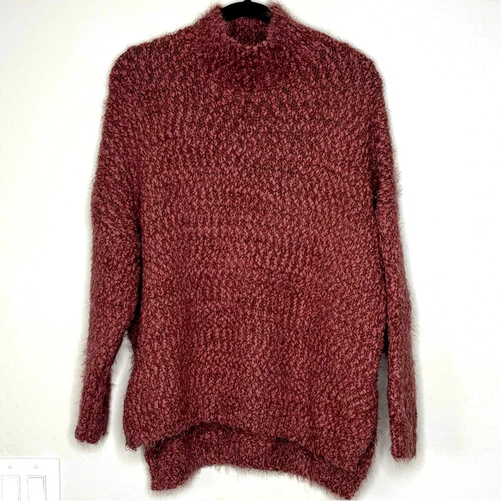 Dreamers Burgundy Mauve Eyelash Sweater Size M/L With Mock Neckline